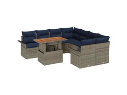 Maison Exclusive - Conjunto De Sofás De Jardín Con Cojín 9 Pcs Gris Y Azul Marino