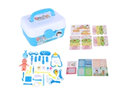 Kit De Brinquedo Médico 43pcs Com Estetoscópio Simulação Plástico Azul Brincar De Médico