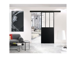 Kit de riel para puerta corredera, riel de taller A 204 XL 73 XP, 4 cm, vidrio transparente, negro Optimum