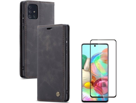 Carcasa y Protector Samsung A71 Livro Caseme Elite Negro
