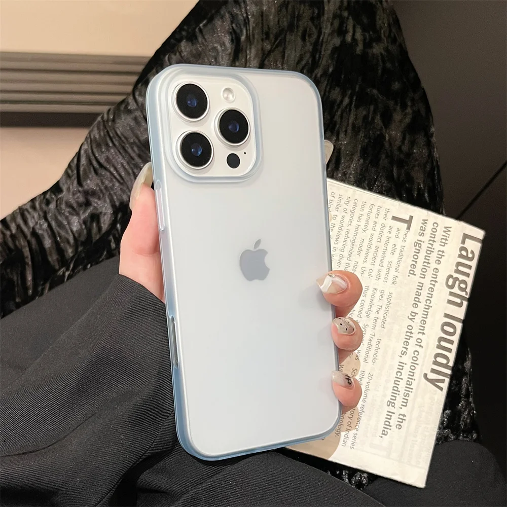(iphone 11 Pro, Azul) Funda Transparente Mate Para Iphone Con Marco De Silicona A Prueba De Golpes.