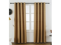 Cortina de tela delicada con estampado de ondas Marrón 140 x 260 cm - Individual