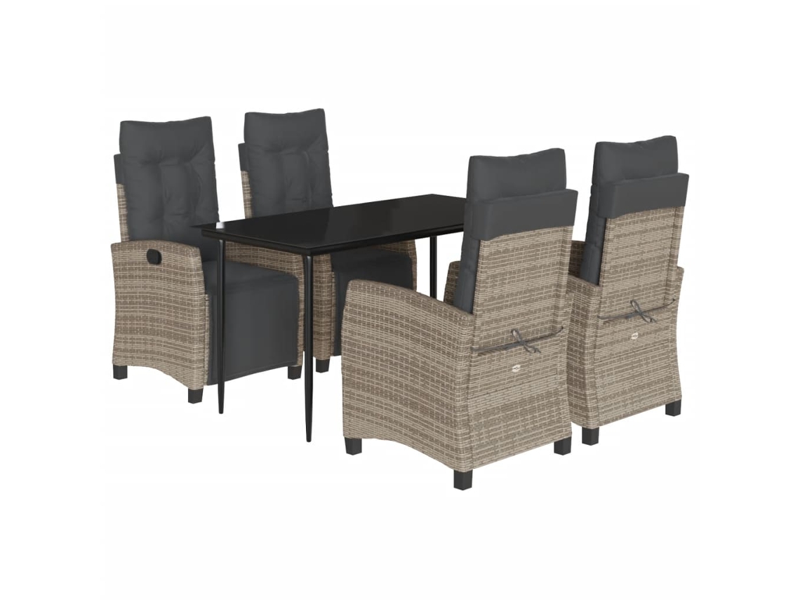 Maison Exclusive - Set Comedor De Jardín 5 Piezas Con Cojines Ratán Sintético Gris