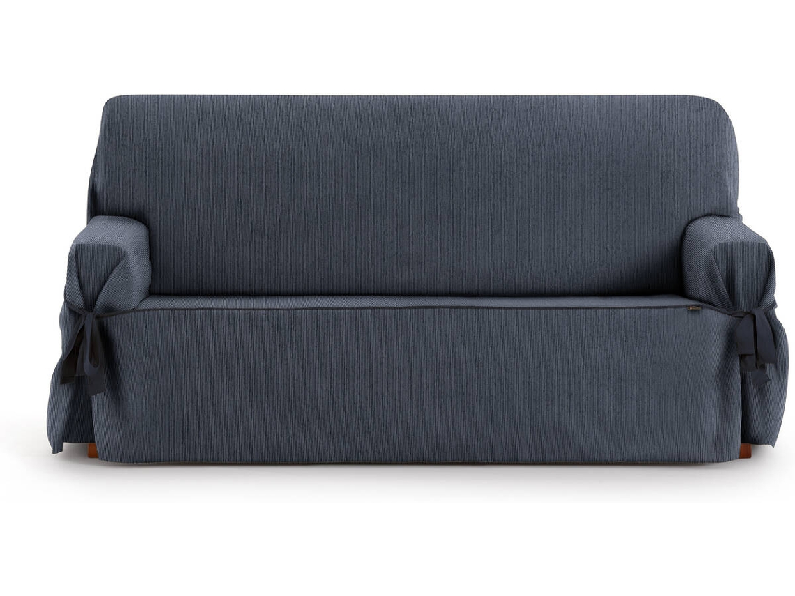 Funda de Sofá 2 Plazas EYSA Mid con Lazos (110 x 70 x 180 cm - Poliéster y Algodón - Azul)