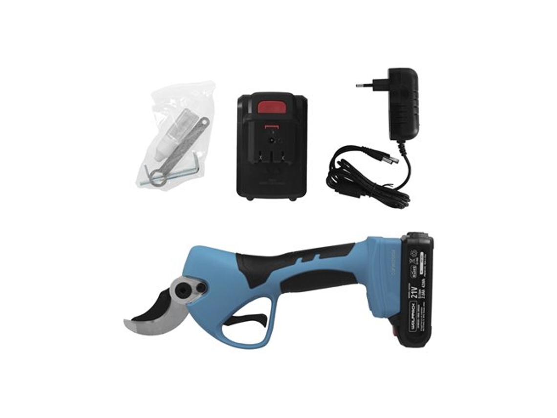 Tijeras De Podar A Batería (1050w 21v) De Mango Engomado Para Corte Hasta Ø40mm (incluye Baterías Y Maletín)