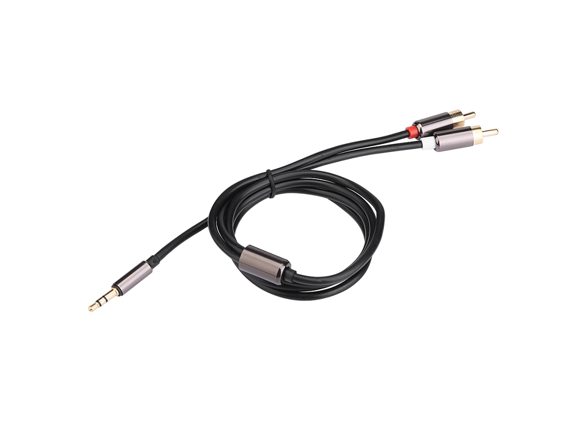 Cable adaptador de audio estéreo Chaberlu con conector auxiliar macho de 3,5 mm a 2 conectores RCA macho.