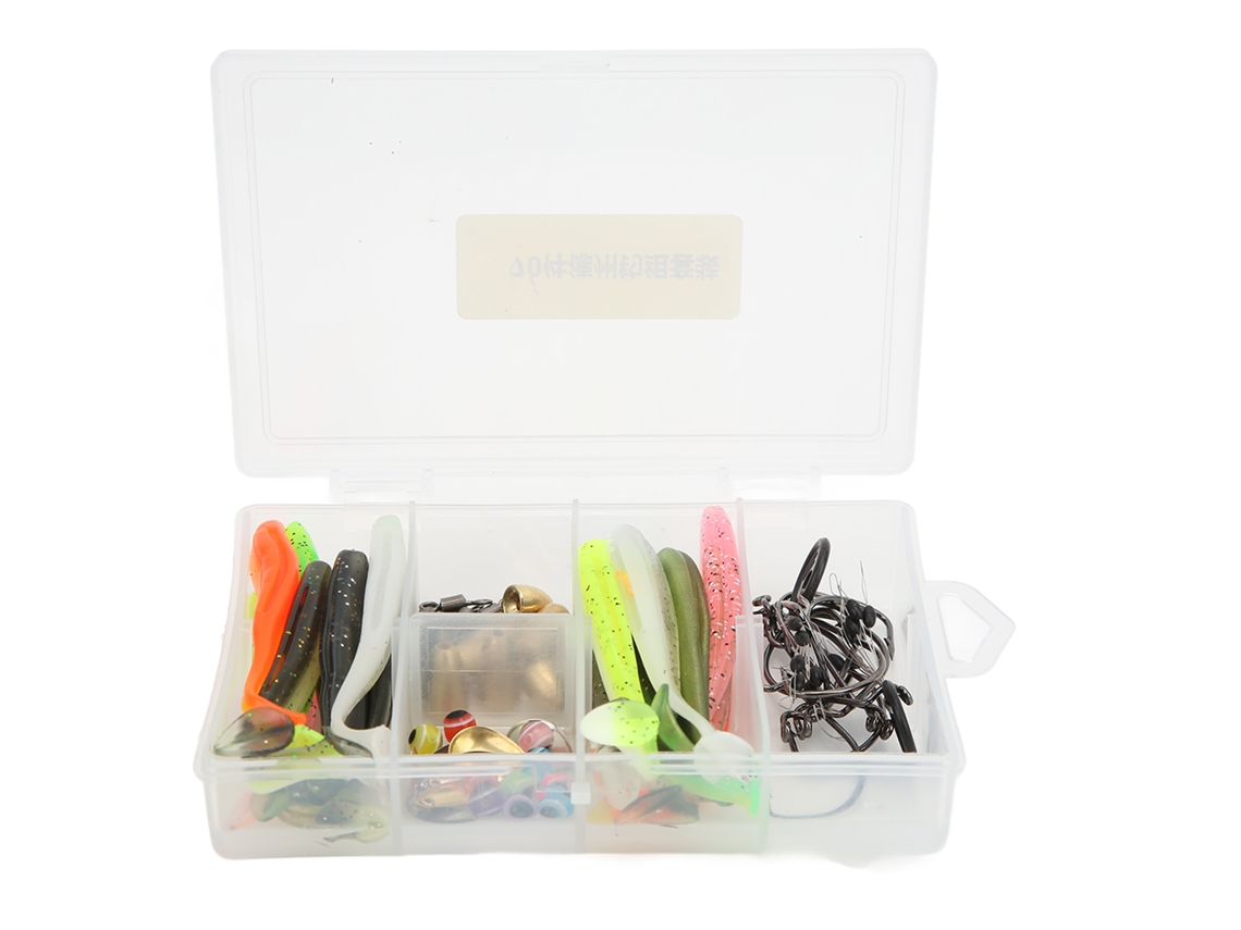 2026rebe-kit De Pesca 66pcs Con Caja Accesorios De Pesca Anclas T Tail Soft Lure Para Agua Salada
