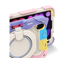 Funda de silicona para iPad Mini 6 con soporte giratorio de 360 grados, color oro rosa claro