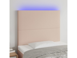 Cabecero Con Luces Led Cuero Sintético Capuchino 90x5x118/128cm