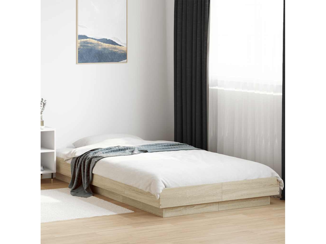 Estructura De Cama Madera De Ingeniería Roble Sonoma 100x200 Cm
