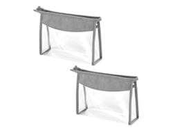 2 estuches transparentes para brochas de maquillaje de larga cobertura, ideales para viajes, gimnasio y hogar. 18 x 13,8 x 5 cm.