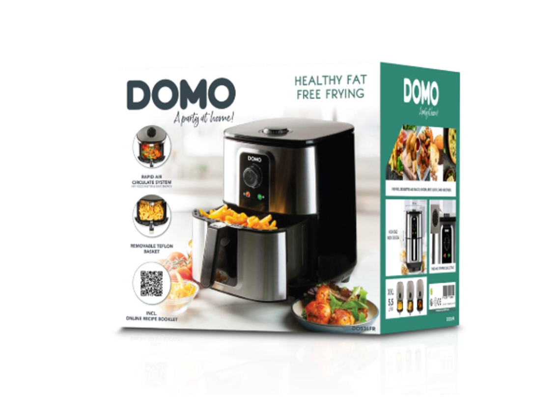 Freidoras Individuales 5 5 L 1800 W Freidora de Aire Caliente Negro Plata DOMO Do536Fr