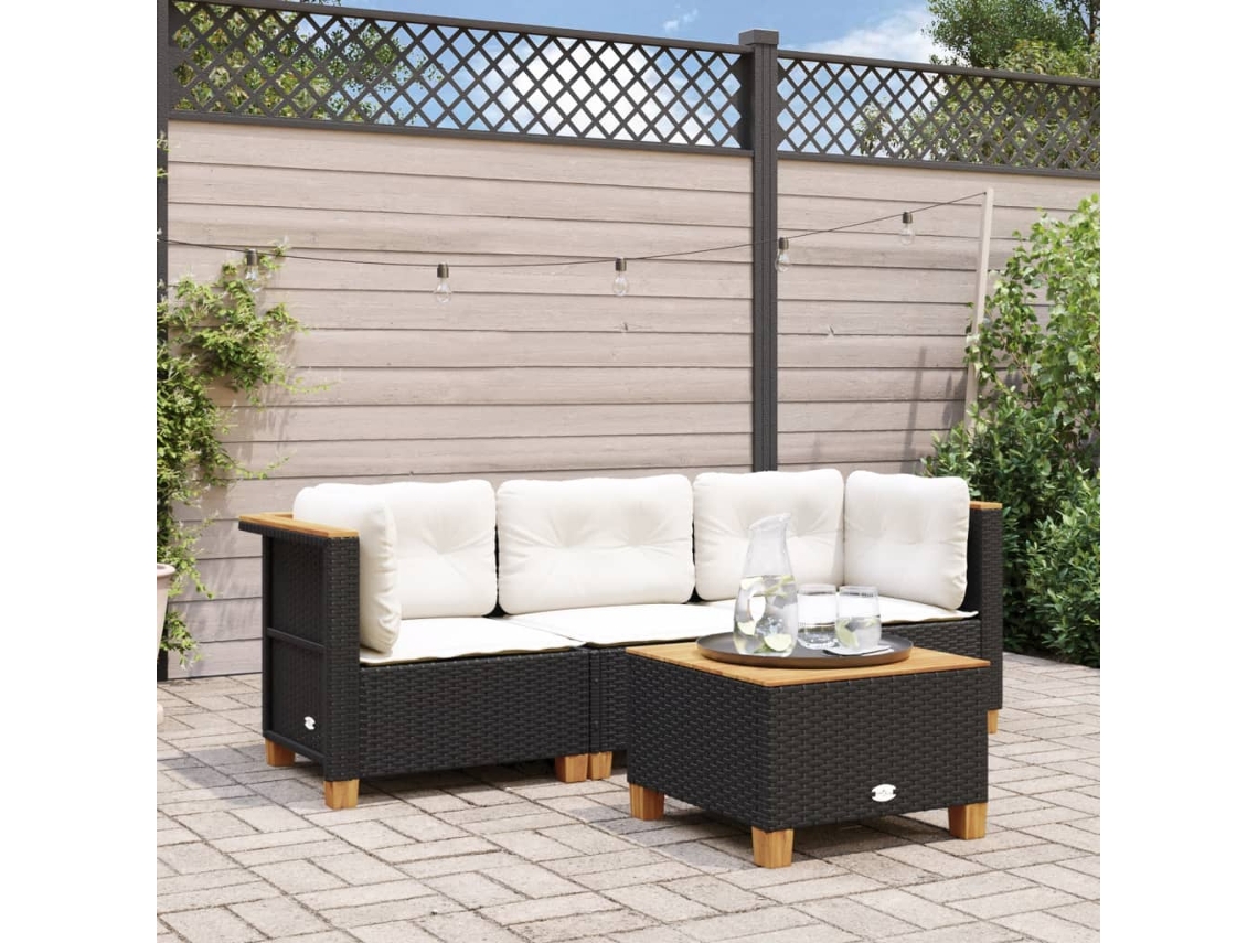 Sofá de jardín de 3 plazas con cojines DKD Home Decor en mimbre negro