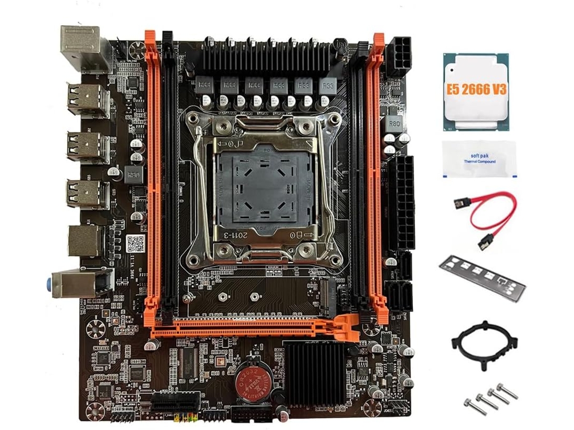 Placa Base X99e, Cpu E5 2666 V3, Compatible Con Pasta Térmica, 4 Ranuras De Ram Ddr4, Recc Pciex16 Nvme Gigabit