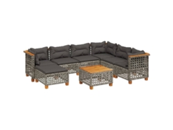 Maison Exclusive - Conjunto de sofás de jardín de 8 piezas con cojines de mimbre y patas grises