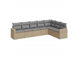 Conjunto 7 sofás de jardín VIDAXL y cojines ratán sintético beige
