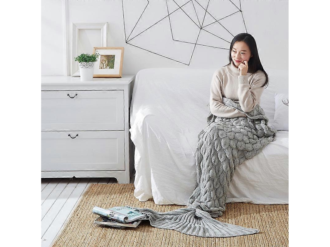 Rebe-manta De Cola De Sirena Plaid, Manta Personalizada, Regalo Ideal 190 X 90 Cm (gris)