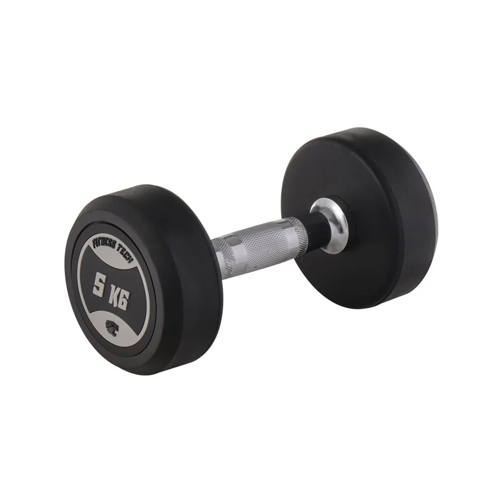Mancuernas Redondas Musculación 5 kg FITNESS TECH - Set 2 Unidades