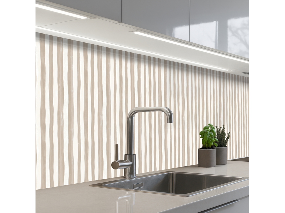 Salpicaderos De Cocina Minimalista - Rayas - Beige 400x60 Cm