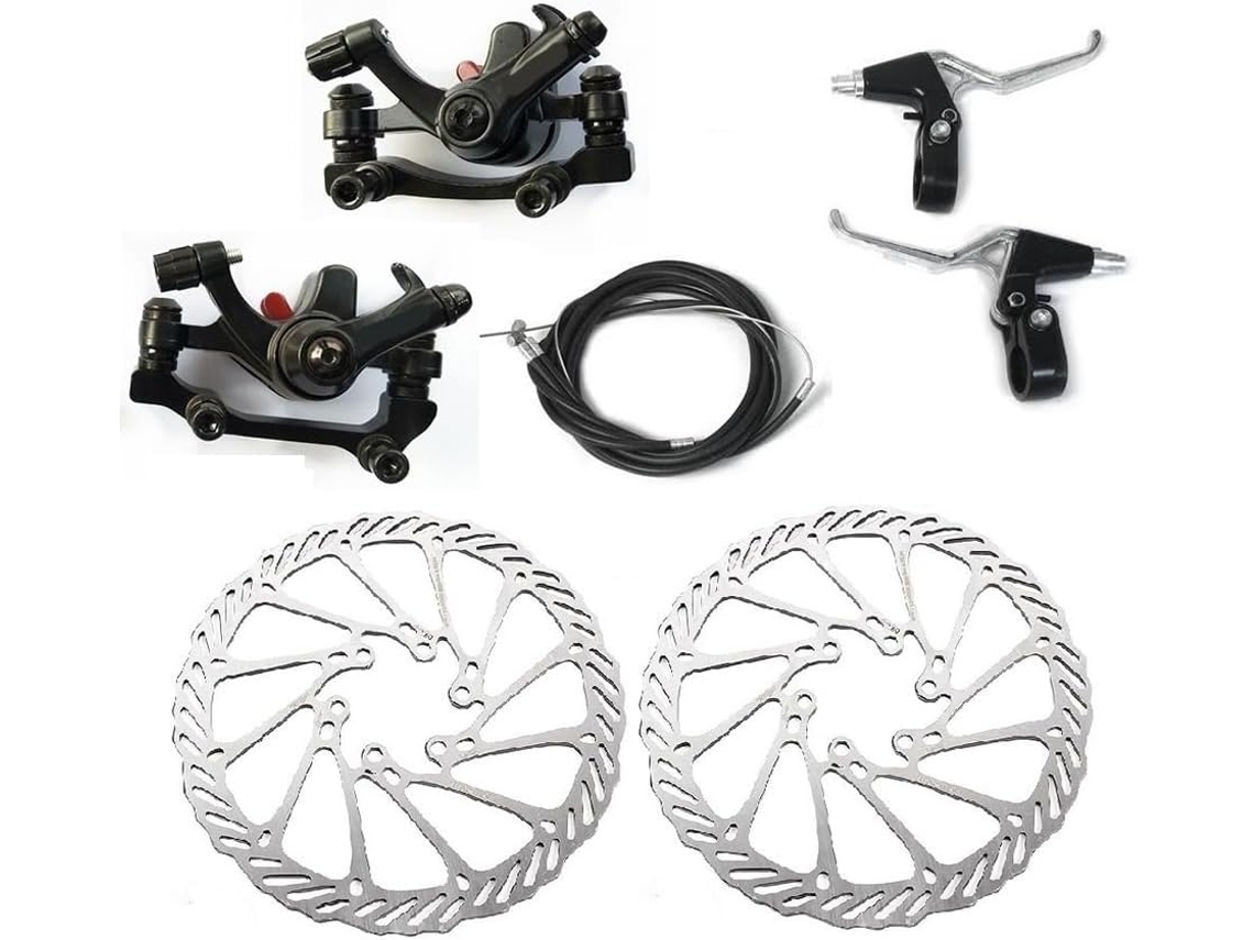 Juego de frenos de disco mecánicos con manetas y cable para bicicleta. SFUSHOS