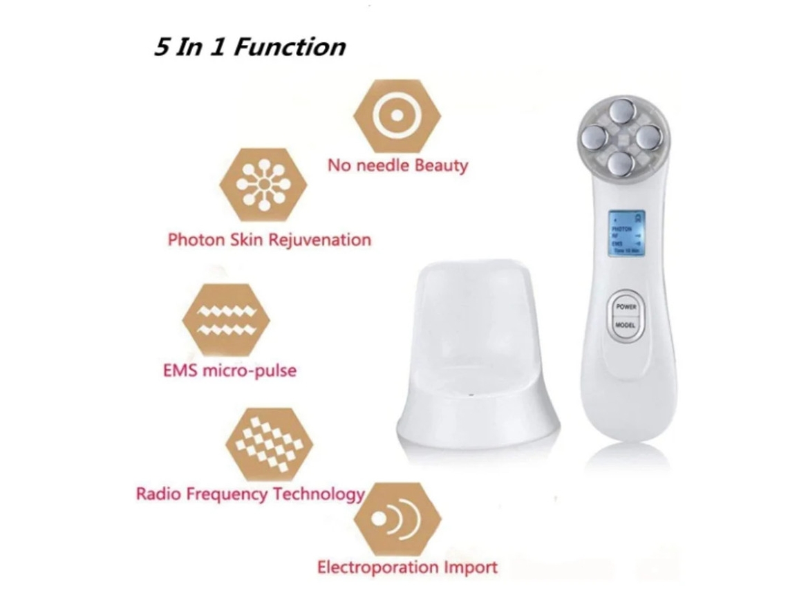 Máquina De Endurecimento Da Pele Por Radiofrequência 5 Em 1 Massageador De Beleza Facial De Mesoterapia De Íons De Rf Branco Yizhood