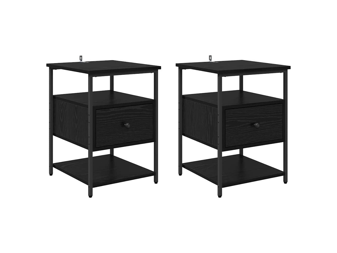 Conjunto de mesita de noche de 2 piezas de roble negro MAISON EXCLUSIVE 40x42x56 cm