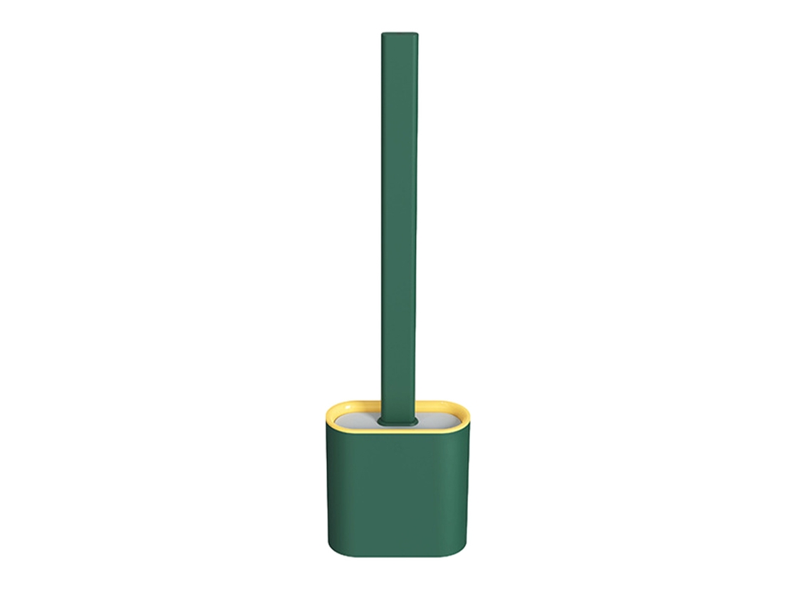Juego de escobilla y soporte para inodoro, cepillo de silicona con mango largo RNEMITERY