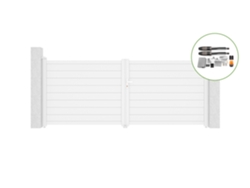 Portón abatible 3,5m EIGER H.140cm aluminio blanco motorización TANKER B700 CASANOOV