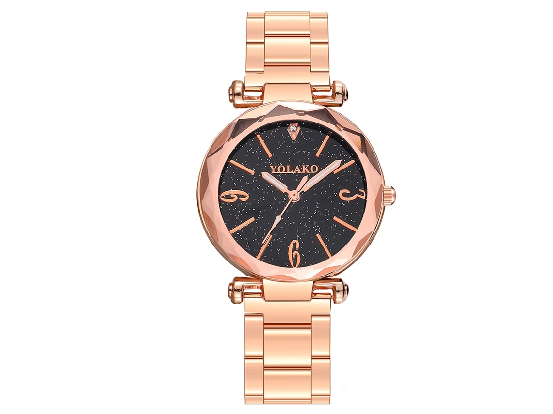 Reloj De Pulsera Casual Para Mujer Yolako, Estilo Sencillo, Esfera Redonda, Cuarzo, Oro Rosa.