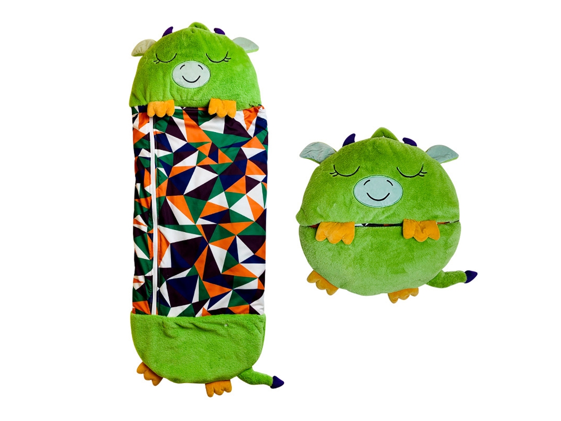 Saco De Dormir Para Niños 2 En 1 Divertido Animal De Dibujos Animados Con Almohada Plegable 135*50Cm CHRUI Verde