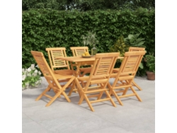 Juego de comedor de jardín de 7 piezas DKD Home Decor de madera maciza de teca