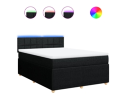 Maison Exclusive - Cama Box Spring Con Colchón Tela Negro 140x190 Cm