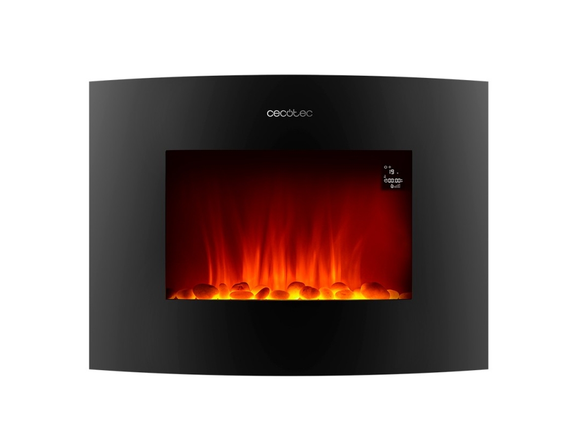 Cecotec Chimenea Eléctrica Ready Warm 2250 Curved Flames Connected. 2000 W, Tamaño 22", Wifi, 2 Niveles De Potencia