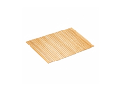 Relaxdays Alfombra Baño De Bambú, 80 X 50 Cm, Esterilla Ducha Antideslizante, Enrollable, Con Cuentas, Natural Y Blanco