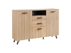Aparador Noppen con 3 puertas y 2 cajones 100x150x38 cm Aspecto Roble [EN.CASA]