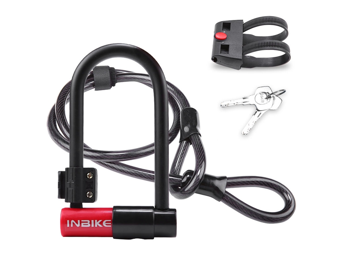 Candado para bicicletas en forma de U con cable de acero de 115 cm/3,8 pies y soporte, candado seguro para bicicletas y motocicletas eléctricas.