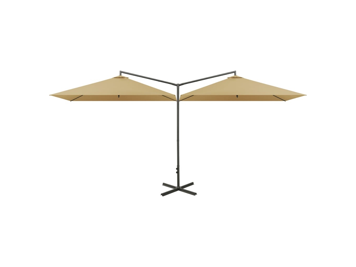 Maison Exclusive - Sombrilla Doble De Jardín Con Palo De Acero Taupe 600x300 Cm