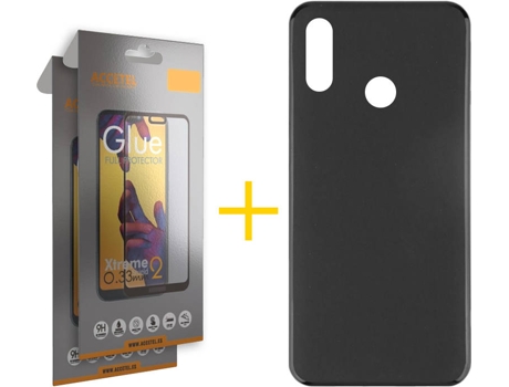 Kit Funda + 2 Protectores de Pantalla Huawei Y6 2019 ACCETEL Liso Negro