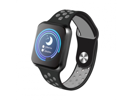Smartwatch F9 Pantalla a todo color Táctil Frecuencia cardíaca múltiple Presión arterial Monitor de sueño Cinturón gris Carcasa negra