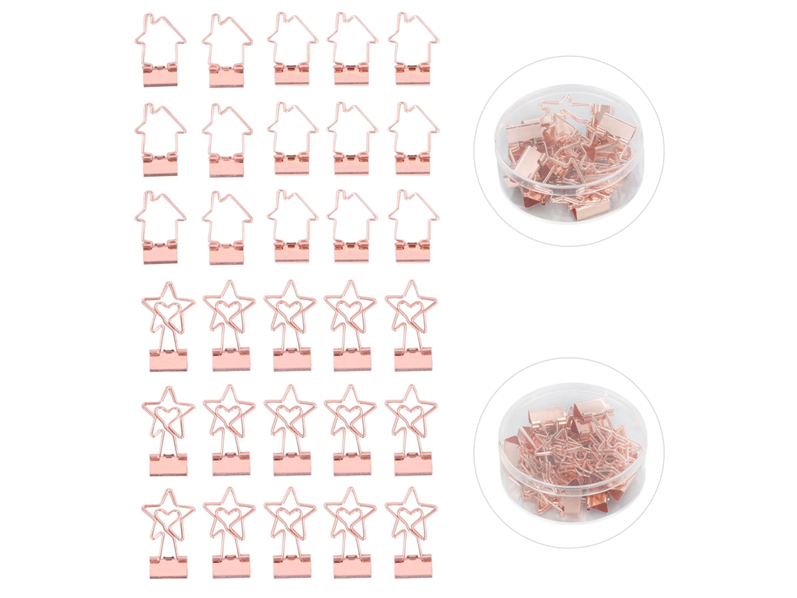 30 Clips De Papel Pequeños De Oro Rosa Clips De Carpeta Huecos Estilo Estrella Y Casa Metálicos Duraderos Para Documentos Ropa Papeles