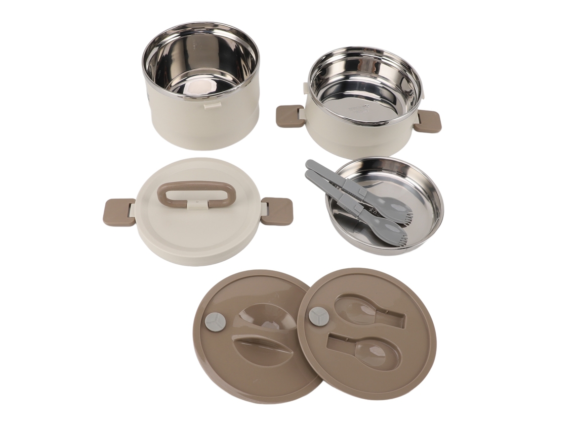 Contenedor de alimentos aislado de acero inoxidable 304, PP, 1,9 L, blanco