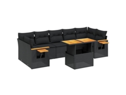 Maison Exclusive - Set De Sofás De Jardín 8 Piezas Y Cojines Ratán Sintético Negro