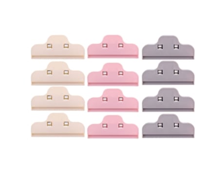 Clips Para Alimentos - Juego De 12 - Gris, Beige Y Rosa - Material Duradero JEIIBRZUI