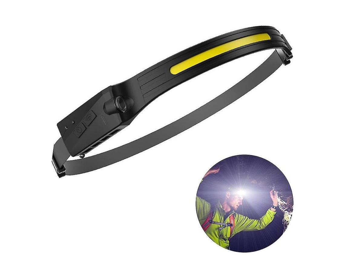 Linterna frontal LED Yunzii recargable e impermeable con sensor inteligente e iluminación gran angular para actividades al aire libre - Negra