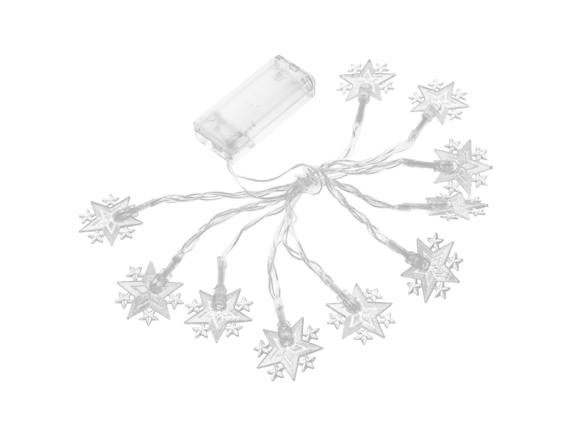 Conjunto de 3 unidades de luzes de cordão de 1,6 metro (5,2 pés) com 10 LEDs em formato de estrela de 5 pontas, cor quente, para decoração de Natal, pátio, festas e casa. À prova d'água.