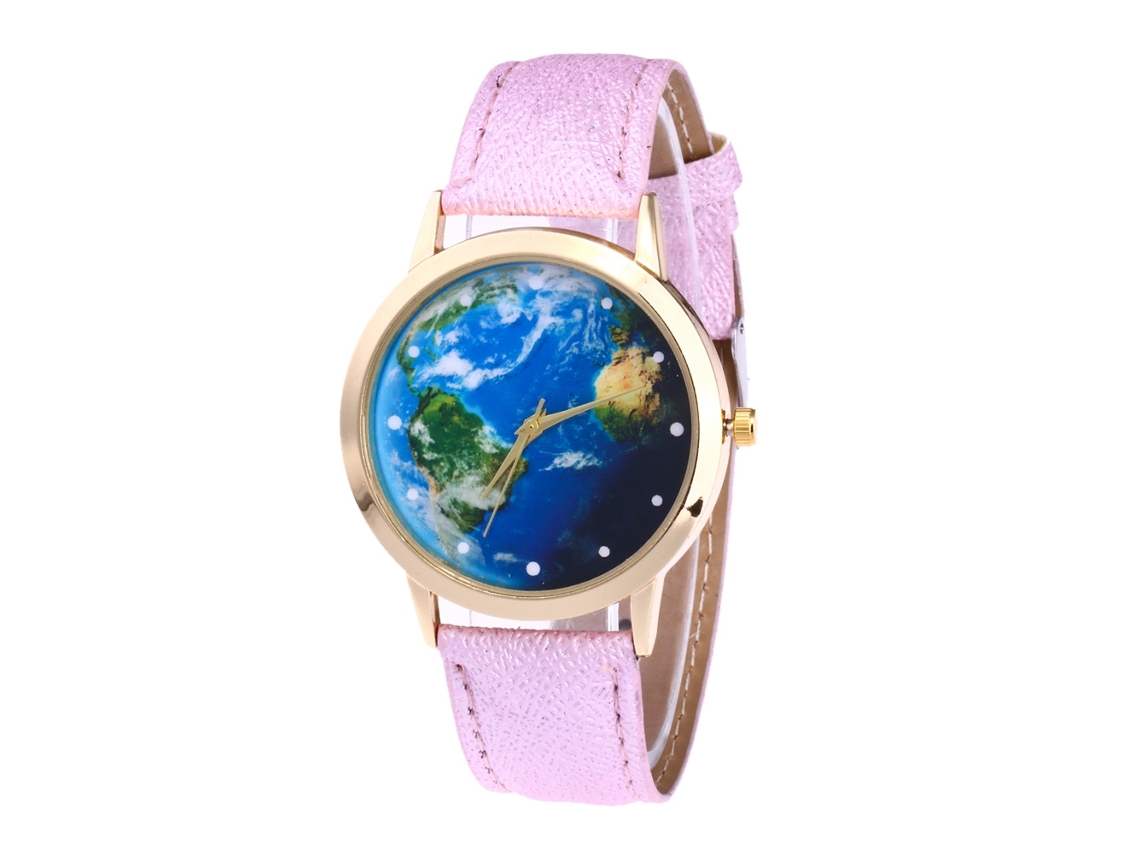 Reloj De Pulsera De Aleación Dial Redondo Reloj De Cuartzo Pareja Rosa Claro