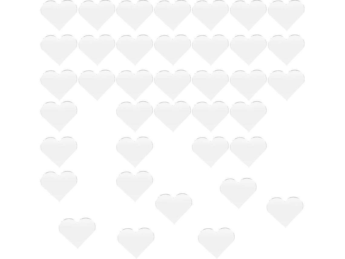 Juego 100 Pegatinas Pared Acrílico Plateado Forma Corazón Decorativas Autoadhesivas Puertas Baños