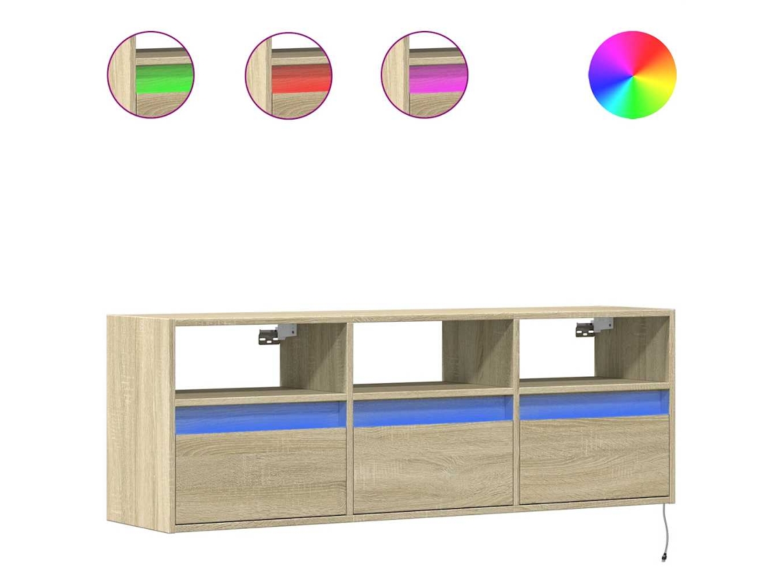 Maison Exclusive - Mueble De Tv De Pared Con Luces Led Roble Sonoma 130x31x45 Cm
