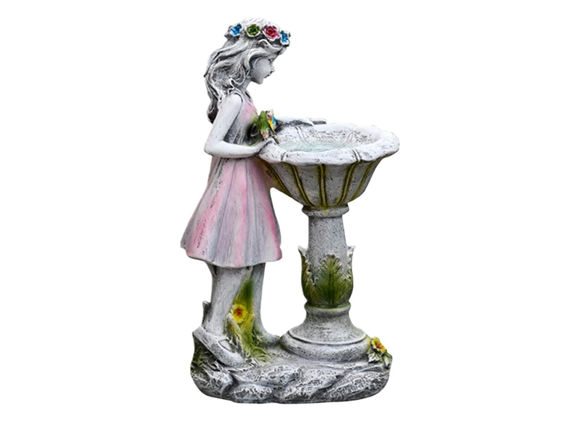 Escultura de hada solar y estatua de ángel de resina para decoración de jardín