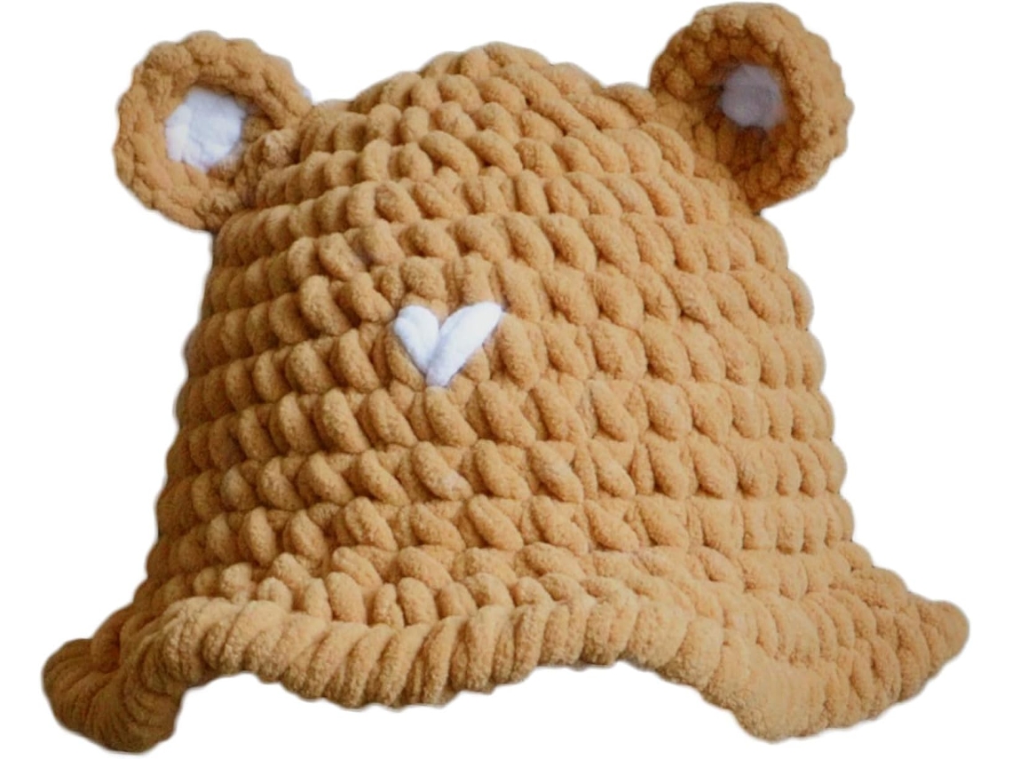 Gorro De Ganchillo Con Orejas De Oso Para Mujer, Invierno, Sin Visera, Para Actividades Al Aire Libre, Jersey De Moda.